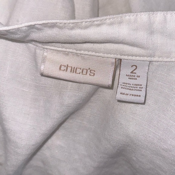 Chico’s 100% Linen Lightweight Boho Beaded Blazer Button Front Jacket Size 2 (L) - Picture 10 of 13